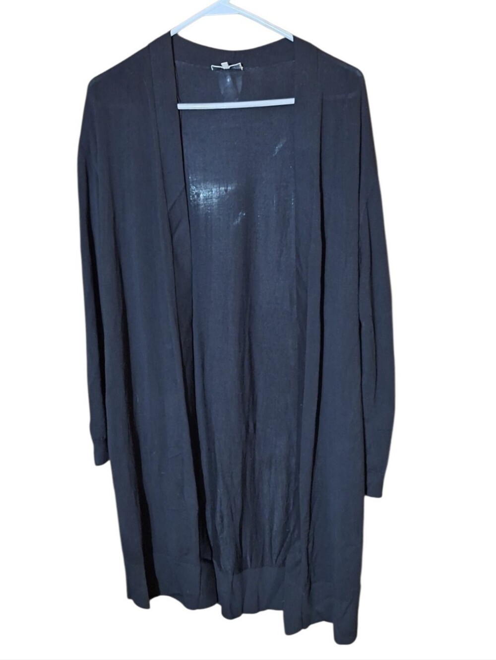 Lafayette 148 NY Black Longline Duster Cardigan Knit Sweater S Viscose Blend